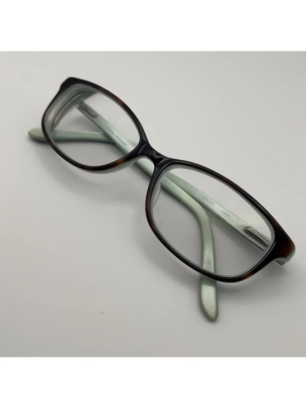 Bulova IXTAPA Havana Mint Eyeglass Frame Oval Blue Brown Full Rim 53-16-140 Case